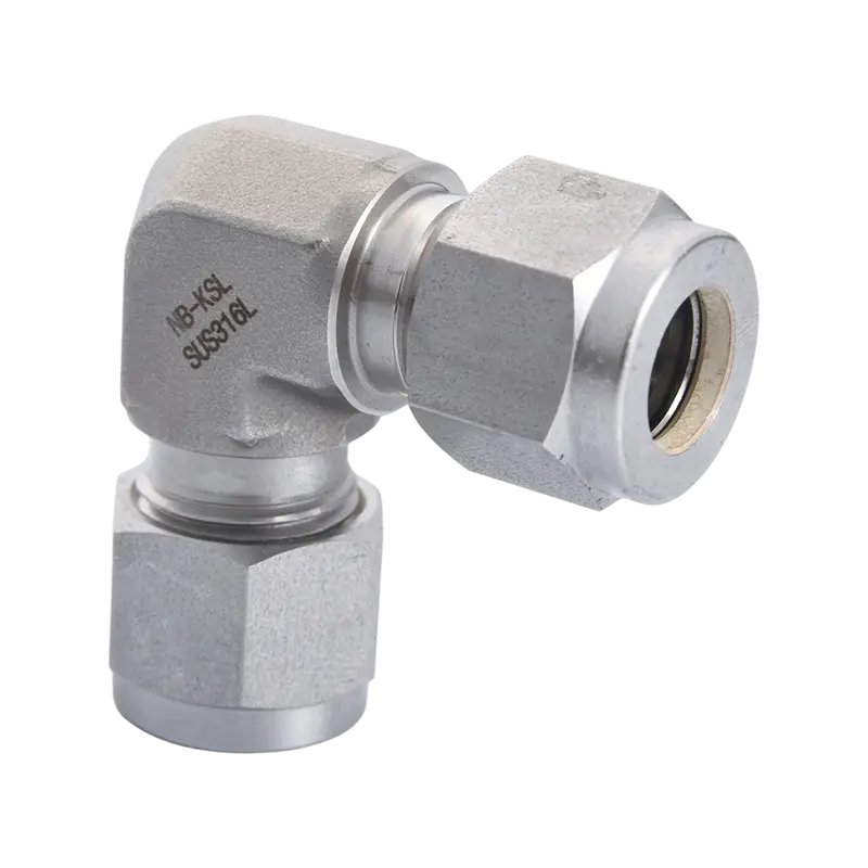 Gomito con raccordo a compressione in acciaio inossidabile 316L