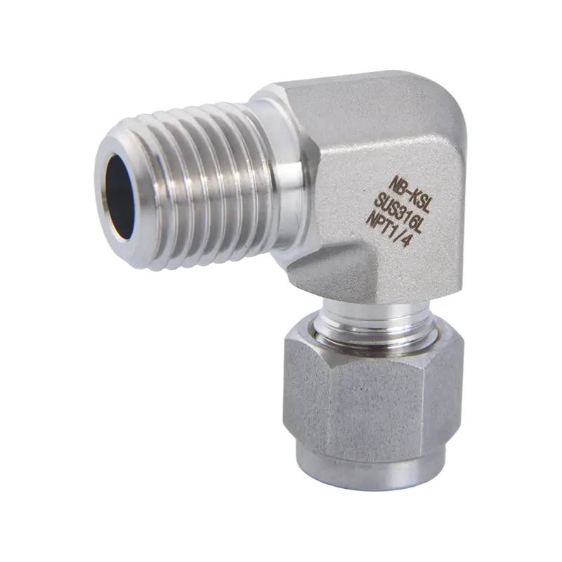 Gomito con filettatura esterna con raccordo a compressione in acciaio inossidabile 316L
