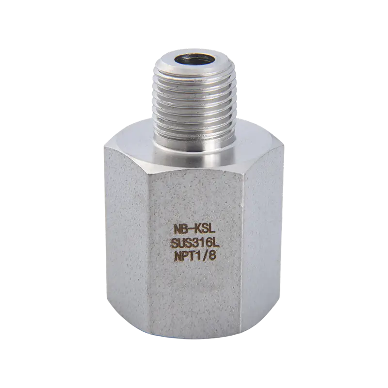 Connettore dritto con filettatura interna ed esterna in acciaio inossidabile 316L