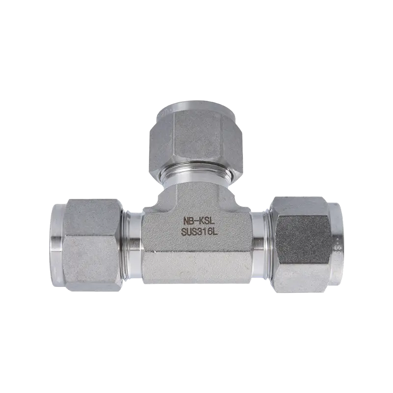 T con raccordo a compressione in acciaio inossidabile 316L