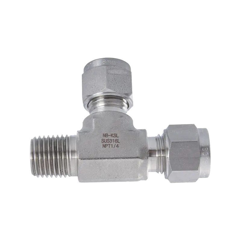 T laterale con filettatura esterna per raccordo a compressione in acciaio inossidabile 316L